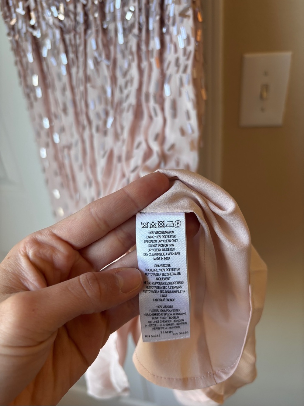 Sleeveless Blush Sequin Mesh Cocktail Dress - Picture 5 of 6